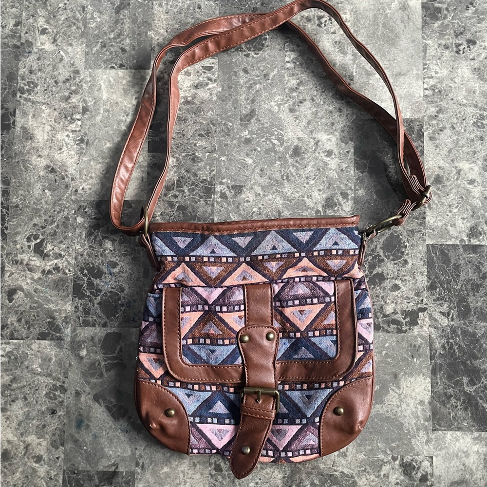 Ardene Aztec Pattern Faux Leather Satchel Bag